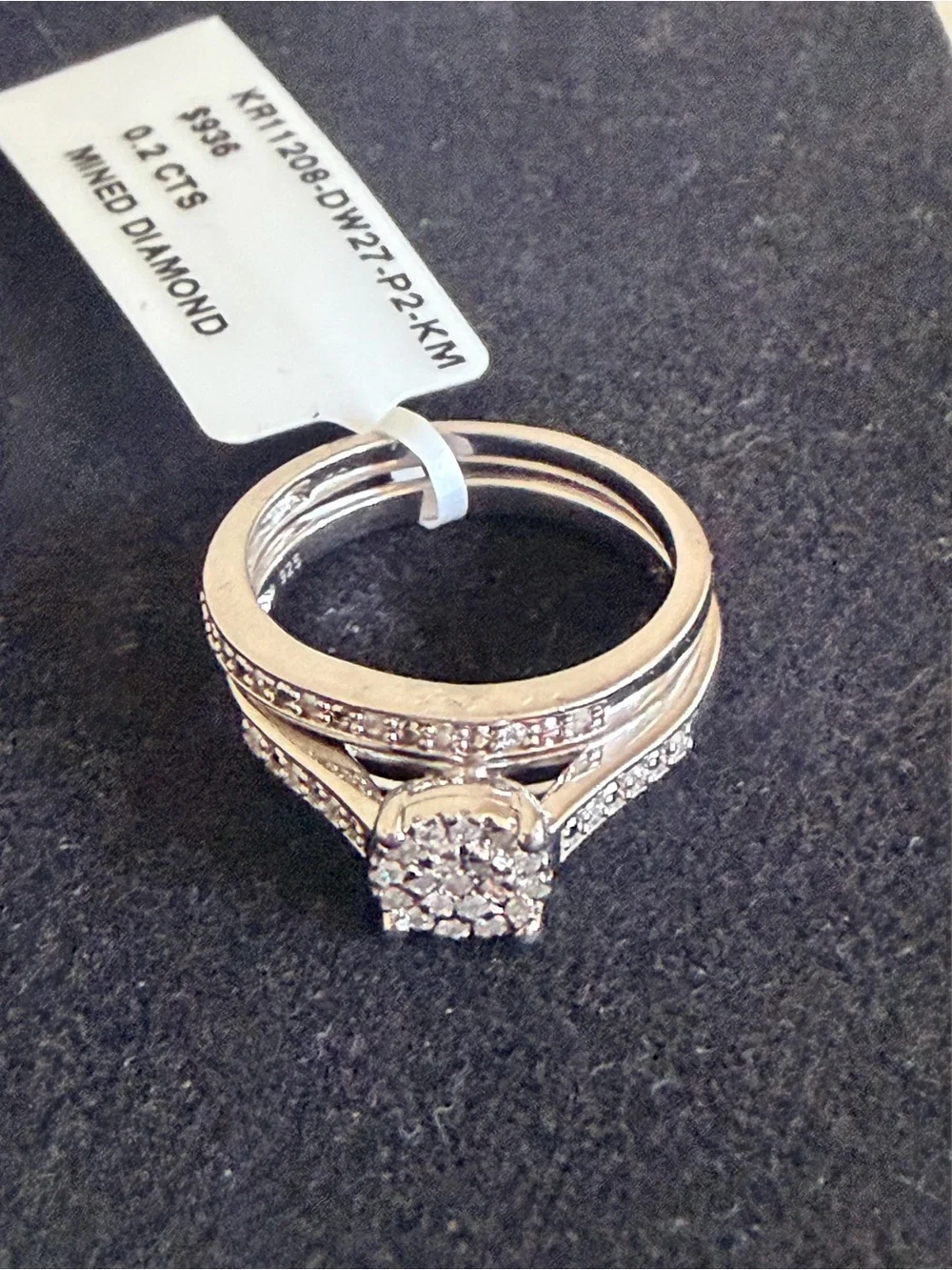 Natural Diamond Bridal Wedding Ring Set Multi-stone Cluster Engagement Chanel-se